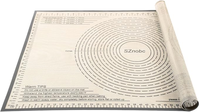 Silicone Pastry Mat 36x24 Inch Nonstick Baking Mat Perfect for Dough Mat, Pastry Board, Kitchen Counter Mat - For Dough, Pastry, Pie Crust, Fondant, Cookies, Bread, Pasta/Pizza, Grey