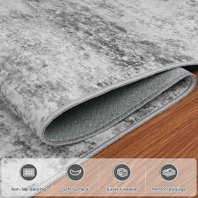 Aelenmu 10x14 Area Rugs for Living Room Dining Room Washable Grey | Soft Modern - Image 4
