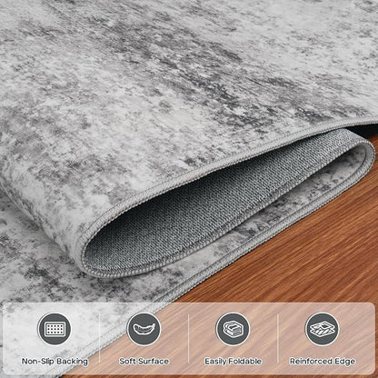 Aelenmu 6x9 Area Rugs for Living Room Bedroom Dining Room Washable Grey | Soft - Image 4