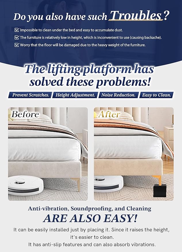 EclatBain Bed Risers Furniture Risers Heavy-Duty Rectangular Adjustable Block - Image 4