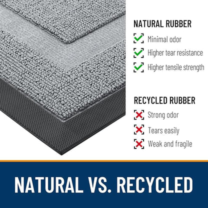 OLANLY Half Circle Front Door Mat Outside 35x23 All-Season Rubber Doormat | Ash - Image 3