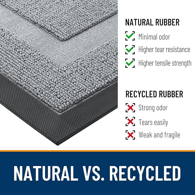 OLANLY Half Circle Front Door Mat Outside 47x23 All-Season Rubber Doormat | Ash - Image 3