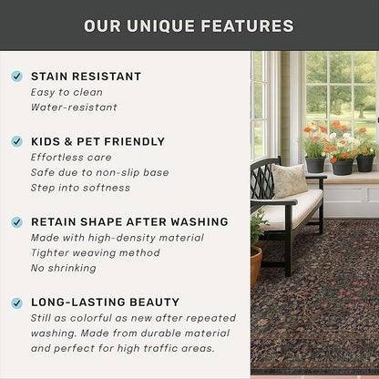Vintage Washable Dark Brown Rugs - Image 6