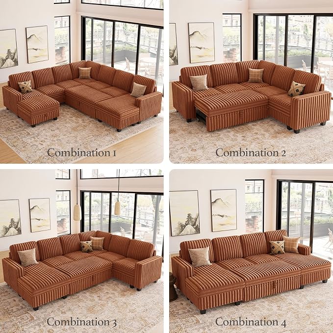 Belffin Corduroy Fabric Ottoman - Image 5