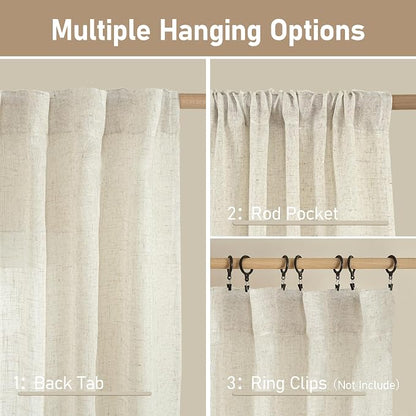 63 Inch Semi Sheer Linen Curtains - Image 3