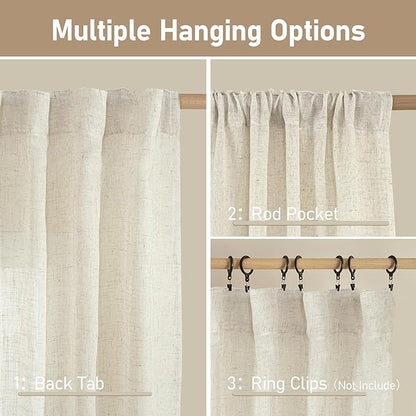 Short Kitchen Linen Curtains 24 Inch Length - Image 2
