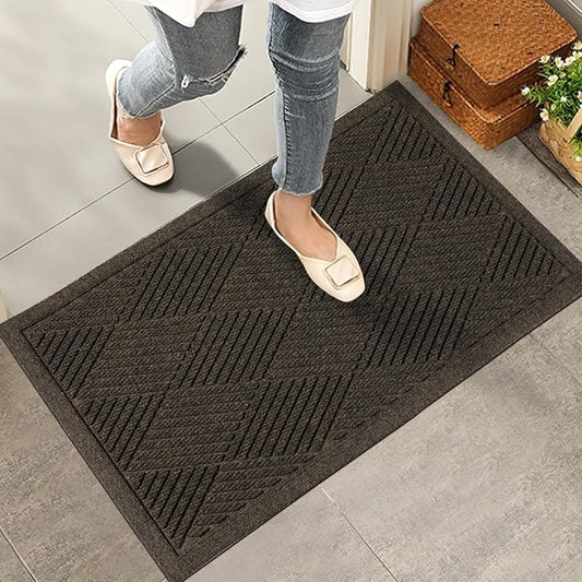 Sturdy Front Door Mat, Absorbent Muddy Dirt Resist Welcome Door Mats Outdoor by HIYARD