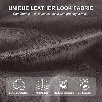 ANARACHON Leather Look Loveseat Recliner Cover, 6-Pieces Stretch Dual Recliner - Image 5