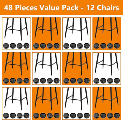 48-Pack Wrought Iron Patio Furniture Feet Caps 1-1/2 inch Round Plastic Outdoor - Image 10