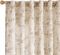 Extra Long Taupe Vintage Floral Linen Curtains Farmhouse 2 Panels | Elisa Series by Lazzzy