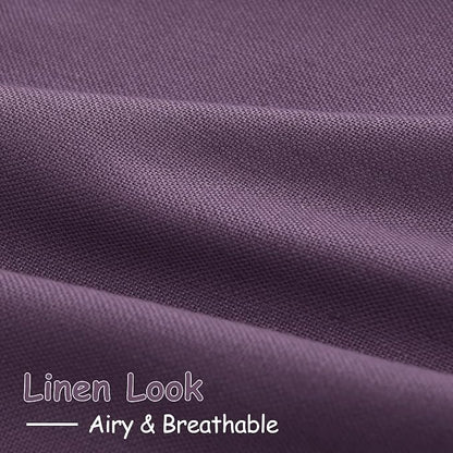 Plum Linen Curtains 102 Inches Long Rod Pocket Back Tab Drapes 2 Panels Set - Image 5
