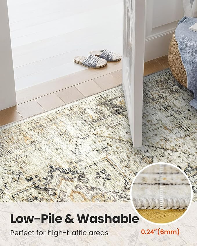 AMADA HOMEFURNISHING Washable Area Rug, Low-Profile Large Area Rug - Image 8