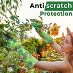 HANDLANDY Women Gardening Gloves, Scratch Resistant Breathable Ladies Rose Pruning Long Gauntlet Floral Print Garden Yard Gloves, Gift for Gardeners (Green, L)