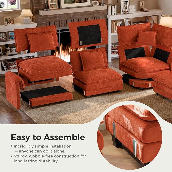 ELUCHANG 114" Oversized V-Shaped Cloud Couch Modular Sectional Sofa - Image 9
