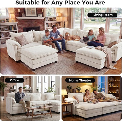 ELUCHANG 114" Oversized V-Shaped Cloud Couch Modular Sectional Sofa - Image 3