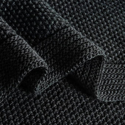 CozeCube Jet Black Seed Stitch Throw Blanket 60"x80", Farmhouse Decor | Blanket - Image 8