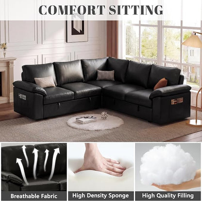 85 Inch Faux Leather Modular Sectional Sofa - Image 5