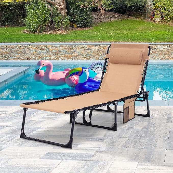 Folding Chaise Lounge Chair Bed - Image 2