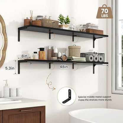 Fun Memories Deep Floating Shelves, 48W x 8D Floating Shelves Set of 2 - Image 3