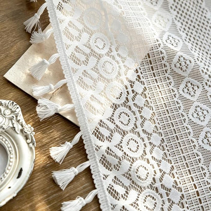 Sutuo Home White Boho Lace Curtains 45 Inches 2 Panels - Image 8