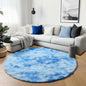 Round Rugs 5ft for Bedroom Living Room, Tie-Dye Blue Fluffy Circle Area Rug for by ONASAR