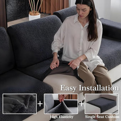 OHSIO Couch Cushion Covers for Sectional Sofa, Stretch Soft Sofa Slipcovers - Image 4