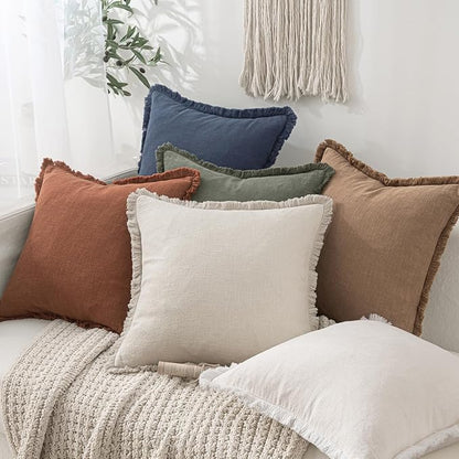 MIULEE Linen Decorative Lumbar Throw Pillow Covers Natural Beige 12x20 | Set of - Image 6