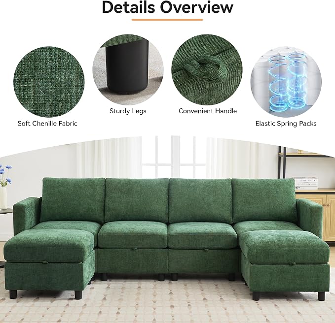 WUTUTUEE 107”Modular Sectional Sofa Convertible U Shaped Sofa Couch Set - Image 3