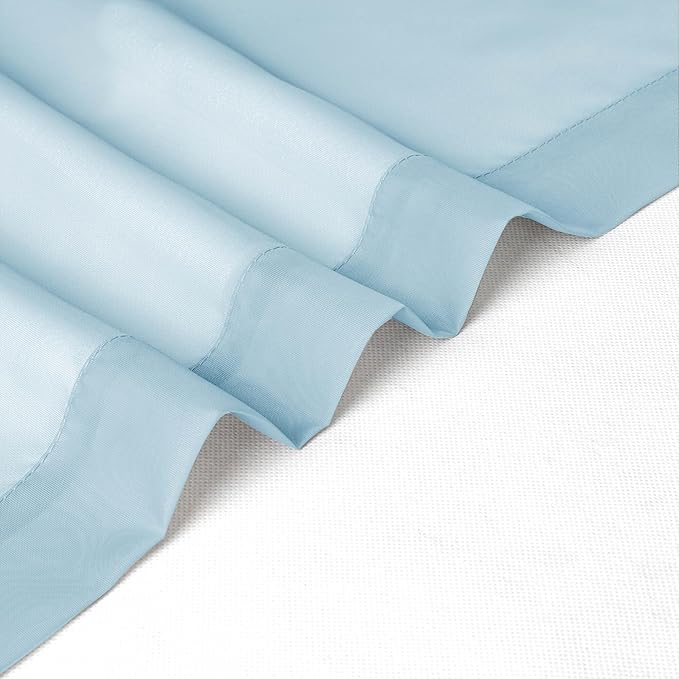 Chyhomenyc Sky Blue Sheer Curtains 54 Inch Long 2 Panels, Light Filtering Rod - Image 7