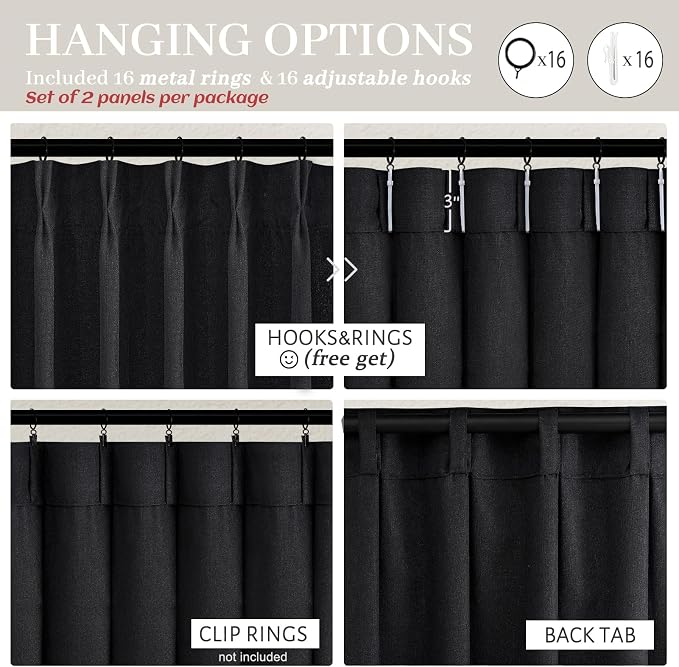 Pinch Pleated Black Sheer 96 Inch Curtains - Image 5