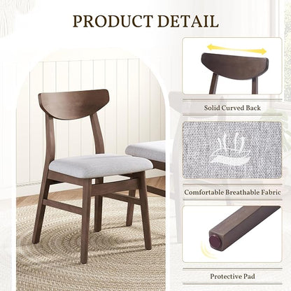 P PURLOVE Modern 3 Piece Table Set, Triangular Table and 2 Curved Wood Chairs - Image 7