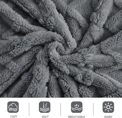 Aganear Fleece Throw Blanket for Bed Couch 90"x108" Grey | Lightweight Fuzzy - Image 9