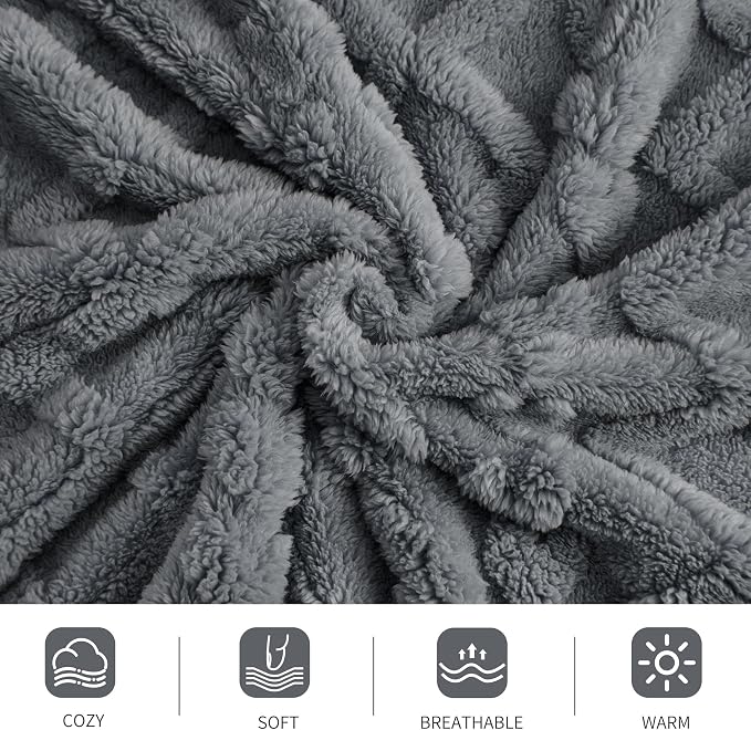 Aganear Fleece Throw Blanket for Couch Sofar 50"x60" Grey | Lightweight Fuzzy - Image 9