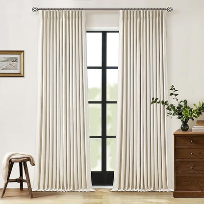 Cream Beige Linen Black Out 96 Inch Curtains by Twodrapes