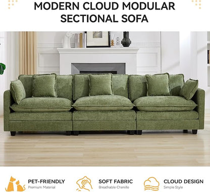 111'' Sectional Cloud Deep Seat Couch, Modern Comfy Chenille Modular Sectional - Image 6