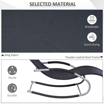Outsunny Zero Gravity Rocking Chair Outdoor Chaise Lounge Chair Recliner Rocker - Image 6
