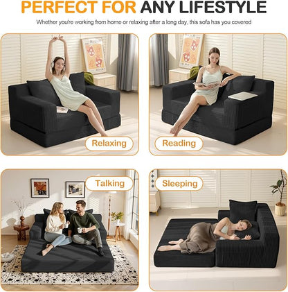Erament Loveseat Boneless Convertible Sofa Bed, Folding Floor Futon Sleeper - Image 4