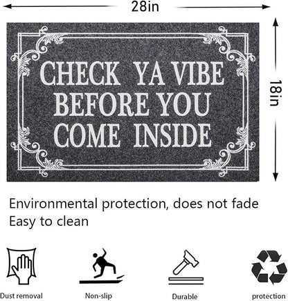 Front Door Indoor Outdoor Entrance Doormat Grey Rubber Welcome Door Mat Come - Image 3