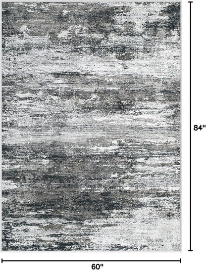 Washable Rug 5x7 Area Rugs for Living Room: Neutral Soft Rug Abstract Non Slip - Image 2