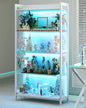 AODK Display Case with LED Lights, Display Cabinet with Glass Storage Shelves by AODK