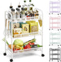 TOOLF 3-Tier Metal Rolling Cart, Mesh Wire Easy Assemble Utility Cart, Storage by TOOLF