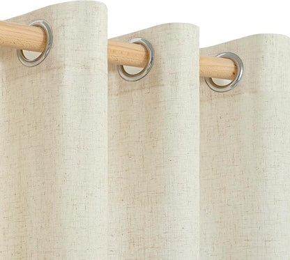 YoungsTex Beige Linen Kitchen Window Curtains, Short Light Filtering Drapes - Image 7