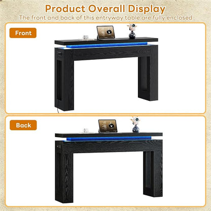 LIKIMIO Console Table with Drawers, Modern Entryway Table with LED Lights and - Image 5