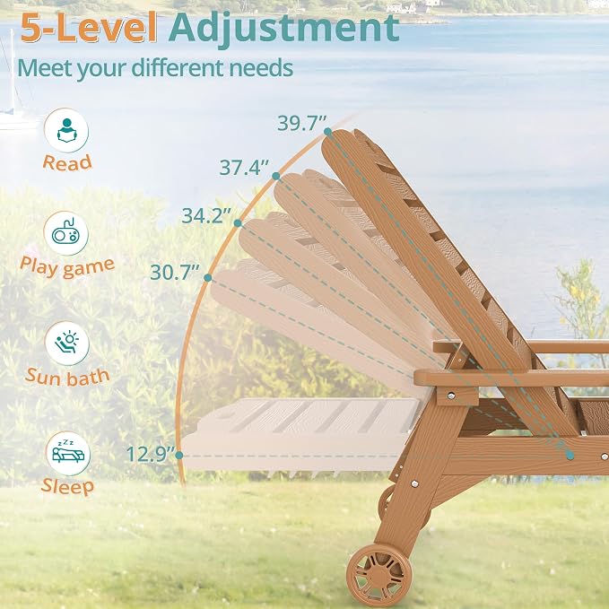LUE BONA Lounge Chair Outdoor, HDPS Chaise Lounge Outdoor - Image 4