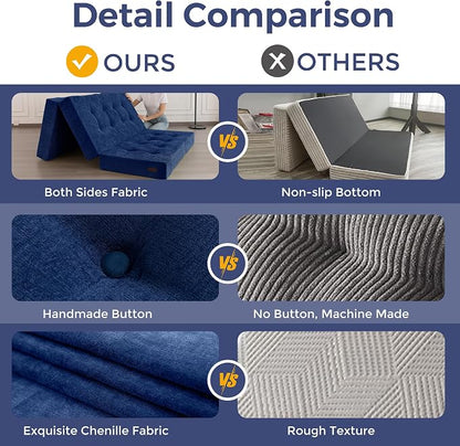MAXYOYO 6" Folding Sofa Bed for Floor, Tufted Tri-Fold Floor Mattress - Image 6