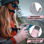 HANDLANDY Winter Insulated Work Gloves, 3M Thinsulate Thermal Water-Resistant Gloves for Men Women Touch Screen, Warm Ski Snowboard Cold Weather Gloves (Pink Grey, Large)