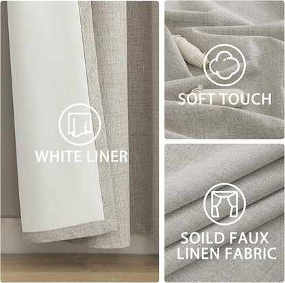 Yakamok Oatmeal Linen Textured Curtains 90 Inches Long - Image 6