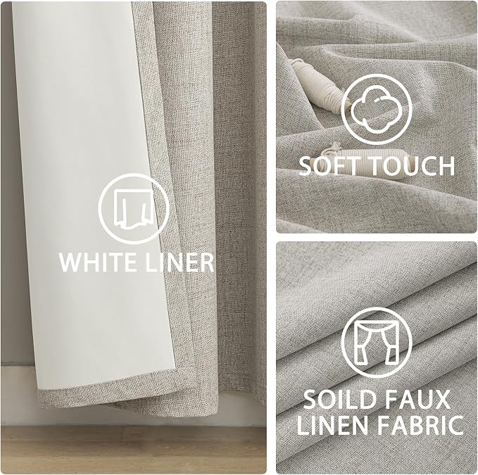 Yakamok Oatmeal Linen Textured Curtains 84 Inches Long - Image 6