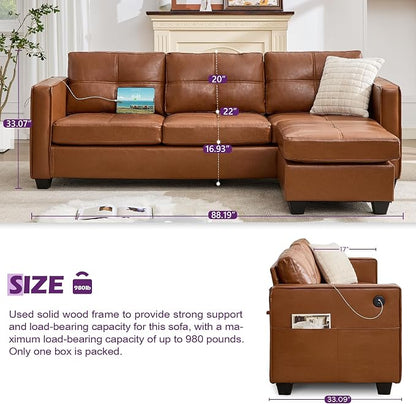 TYBOATLE Brown Sofa Couch Sectional Couches - Image 2
