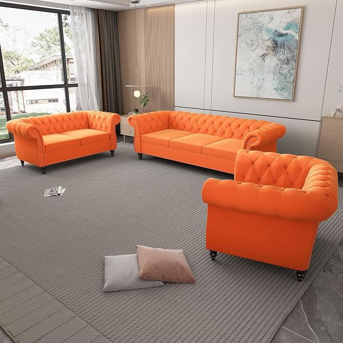 Living Room Chair, Modern Velvet Chesterfield Sofa Chair, Mid Century Single - Image 5